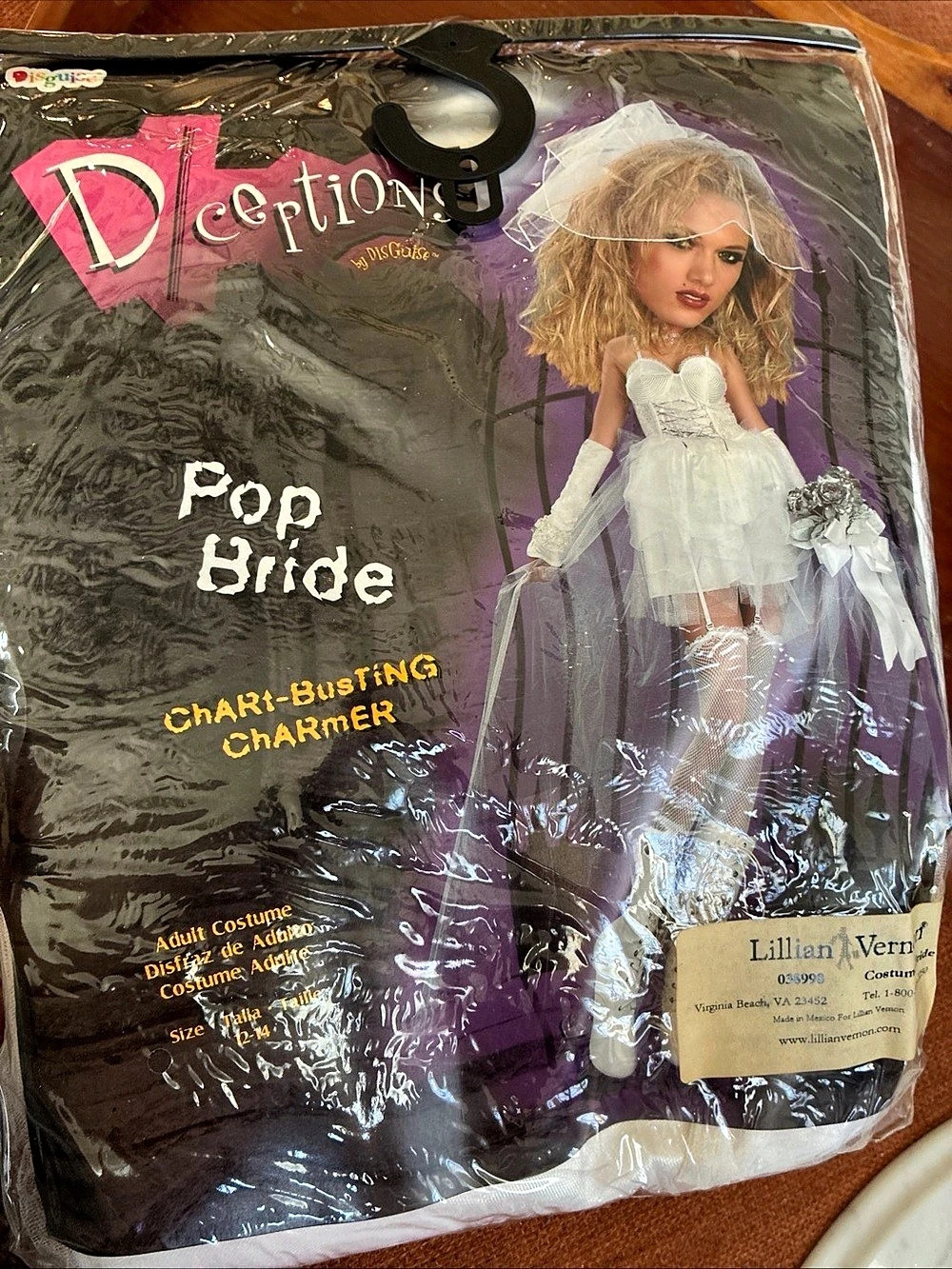 Lillian Vernon Pop Bride Adult Halloween Costume Size 12-14 NWT